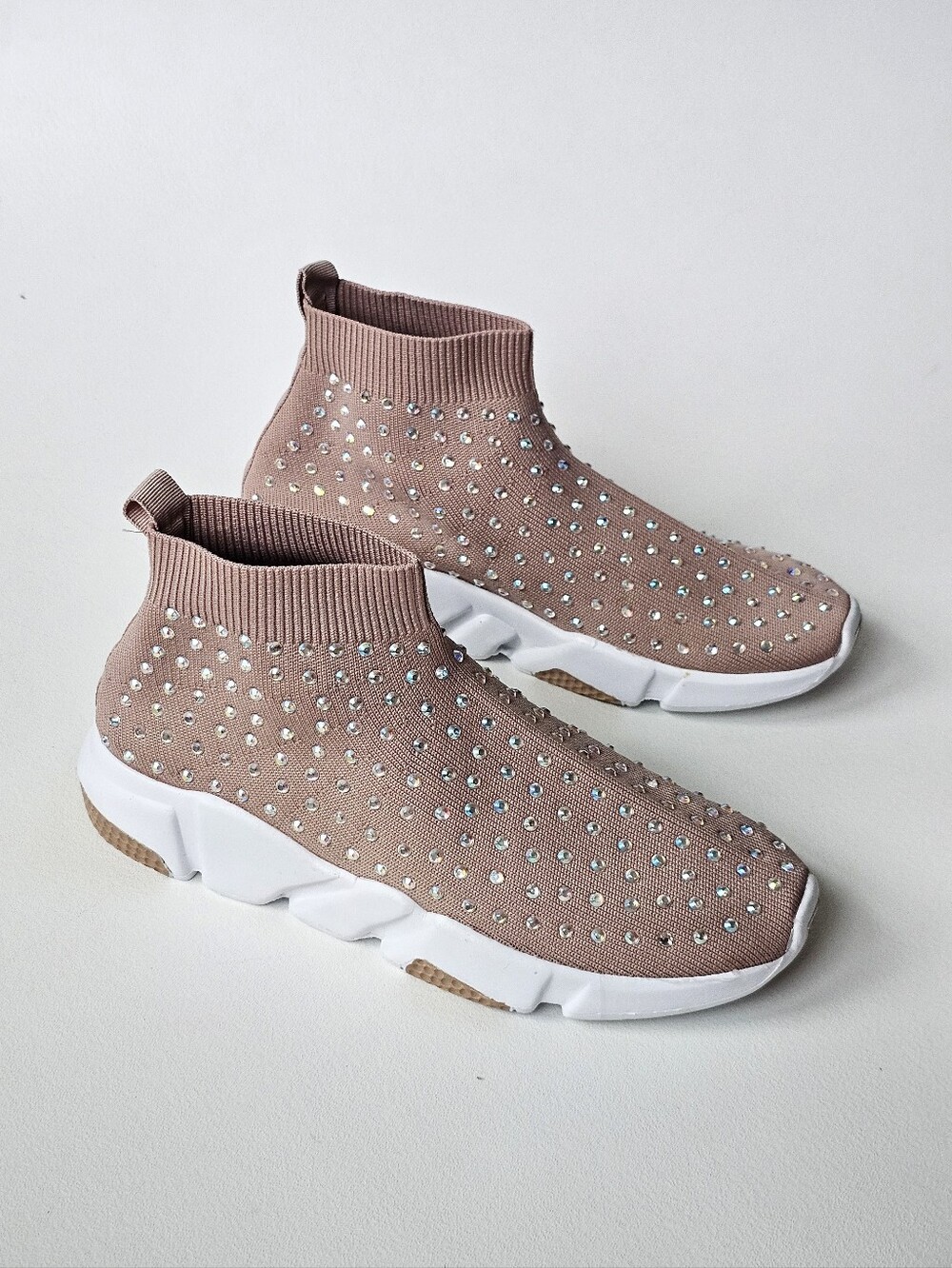 NEW Mudd Rhinestone Sock Sneakers Women’s Size 10 Pink Slip On Chunky Sneakers